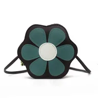 Kid'S Pu Leather Flower Cute Round Zipper Crossbody Bag sku image 1
