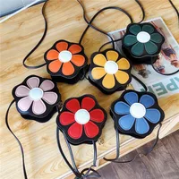 Kid'S Pu Leather Flower Cute Round Zipper Crossbody Bag main image 5