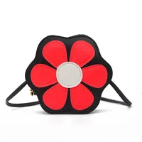 Kid'S Pu Leather Flower Cute Round Zipper Crossbody Bag main image 3