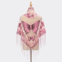 New Tassel Triangle Scarf Solid Color Hollow Lace Butterfly Embroidered Triangle Shawl Scarf For Women main image 2