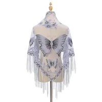 New Tassel Triangle Scarf Solid Color Hollow Lace Butterfly Embroidered Triangle Shawl Scarf For Women main image 5