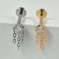 Simple Style Classic Style Flower Bee Titanium Alloy Plating Inlay Zircon 14K Gold Plated White Gold Plated Unisex Lip Stud Ear Studs main image 8