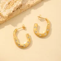 1 Pair Romantic Solid Color Plating Inlay 304 Stainless Steel Zircon 18K Gold Plated Ear Studs main image 2