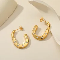 1 Pair Romantic Solid Color Plating Inlay 304 Stainless Steel Zircon 18K Gold Plated Ear Studs main image 3