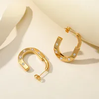 1 Pair Romantic Solid Color Plating Inlay 304 Stainless Steel Zircon 18K Gold Plated Ear Studs main image 4