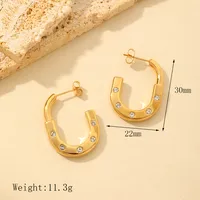 1 Pair Romantic Solid Color Plating Inlay 304 Stainless Steel Zircon 18K Gold Plated Ear Studs sku image 1
