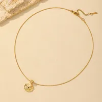 Wholesale Jewelry Simple Style Commute Solid Color Shell 304 Stainless Steel Zircon 18K Gold Plated Necklace main image 2