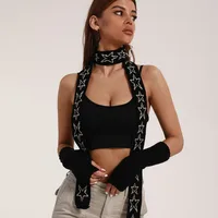 Women's Streetwear Cool Style Color Block Star Acrylic Knitted Scarf sku image 3