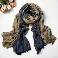 Unisex Retro Color Block Cotton Tassel Scarf sku image 3
