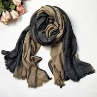 Unisex Retro Color Block Cotton Tassel Scarf sku image 2