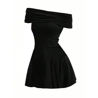 Women's Clothing  Pure Desire To Reveal Collarbone Dress Summer New One-word Neck High Waist Skirt Women main image 3