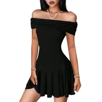 Women's Clothing  Pure Desire To Reveal Collarbone Dress Summer New One-word Neck High Waist Skirt Women main image 5