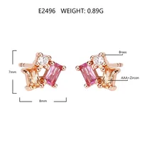 1 Pair Elegant Simple Style Geometric Square Rectangle Plating Inlay Copper Zircon Ear Studs main image 2