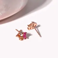 1 Pair Elegant Simple Style Geometric Square Rectangle Plating Inlay Copper Zircon Ear Studs main image 4