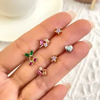 1 Pair Elegant Simple Style Geometric Square Rectangle Plating Inlay Copper Zircon Ear Studs main image 1