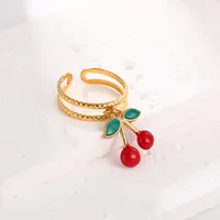 Elegant Modern Style Cherry Shell 304 Stainless Steel Plating 18K Gold Plated Women's Charm Rings Open Rings Rings sku image 42