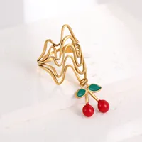Elegant Modern Style Cherry Shell 304 Stainless Steel Plating 18K Gold Plated Women's Charm Rings Open Rings Rings sku image 40