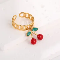 Elegant Modern Style Cherry Shell 304 Stainless Steel Plating 18K Gold Plated Women's Charm Rings Open Rings Rings sku image 45