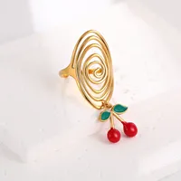 Elegant Modern Style Cherry Shell 304 Stainless Steel Plating 18K Gold Plated Women's Charm Rings Open Rings Rings sku image 41