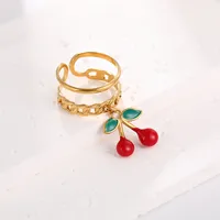 Elegant Modern Style Cherry Shell 304 Stainless Steel Plating 18K Gold Plated Women's Charm Rings Open Rings Rings sku image 43