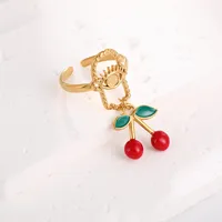 Elegant Modern Style Cherry Shell 304 Stainless Steel Plating 18K Gold Plated Women's Charm Rings Open Rings Rings sku image 44