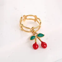 Elegant Modern Style Cherry Shell 304 Stainless Steel Plating 18K Gold Plated Women's Charm Rings Open Rings Rings sku image 51
