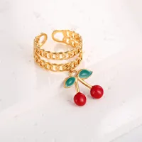 Elegant Modern Style Cherry Shell 304 Stainless Steel Plating 18K Gold Plated Women's Charm Rings Open Rings Rings sku image 46