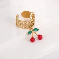 Elegant Modern Style Cherry Shell 304 Stainless Steel Plating 18K Gold Plated Women's Charm Rings Open Rings Rings sku image 49