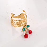 Elegant Modern Style Cherry Shell 304 Stainless Steel Plating 18K Gold Plated Women's Charm Rings Open Rings Rings sku image 52