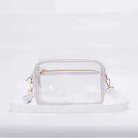 Women's PVC Polyester Solid Color Basic Square Zipper Crossbody Bag Messenger Bag sku image 3