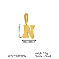 1 Piece 7 * 9mm 304 Stainless Steel Letter Polished Pendant Jewelry Accessories sku image 12