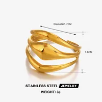 Wholesale Jewelry IG Style Simple Style Lines 304 Stainless Steel 18K Gold Plated Polishing Rings main image 2