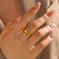 Wholesale Jewelry IG Style Simple Style Lines 304 Stainless Steel 18K Gold Plated Polishing Rings main image 3