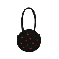 Women's Medium Summer Straw Cherry Fruit Fashion Round Magnetic Buckle Shoulder Bag main image 3