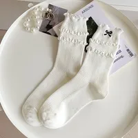 Women's Simple Style Solid Color Cotton Crew Socks A Pair sku image 1