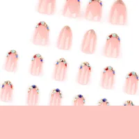 Glam French Style Solid Color Plastic Press-on Nails 1 Set main image 4