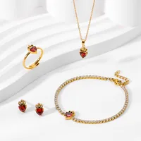 Simple Style Heart Shape Titanium Steel Inlay Zircon Women's Jewelry Set sku image 1