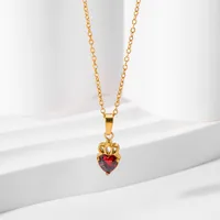 Simple Style Heart Shape Titanium Steel Inlay Zircon Women's Jewelry Set sku image 3