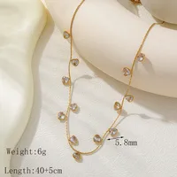 Wholesale Jewelry IG Style French Style Romantic Red Heart 304 Stainless Steel Zircon 18K Gold Plated Inlay Pendant Necklace main image 2