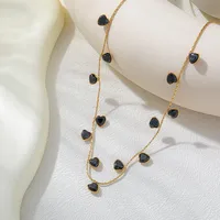 Wholesale Jewelry IG Style French Style Romantic Red Heart 304 Stainless Steel Zircon 18K Gold Plated Inlay Pendant Necklace main image 4