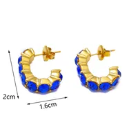 1 Pair IG Style Geometric Inlay 304 Stainless Steel Rhinestones 14K Gold Plated Ear Studs main image 2