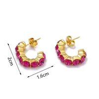 1 Pair IG Style Geometric Inlay 304 Stainless Steel Rhinestones 14K Gold Plated Ear Studs main image 4