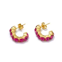 1 Pair IG Style Geometric Inlay 304 Stainless Steel Rhinestones 14K Gold Plated Ear Studs sku image 2