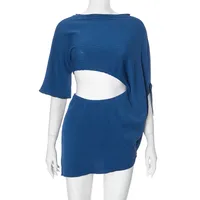 Women's Hip Skirt Casual Elegant Streetwear Round Neck Half Sleeve Solid Color Above Knee Holiday Banquet Selfie sku image 1
