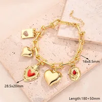 Wholesale Jewelry Vintage Style Modern Style IG Style Text Heart Shape Flower Alloy Copper Zircon 18K Gold Plated Polishing Enamel Inlay Bracelets Necklace main image 3