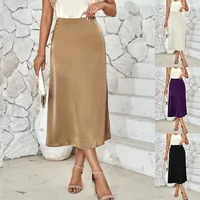 Women's Skirt Simple Style Streetwear Solid Color Midi Dress Holiday Banquet Selfie main image 1