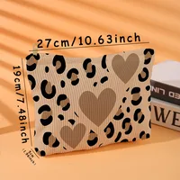 Vintage Style Heart Shape Leopard Corduroy Square Makeup Bags main image 2
