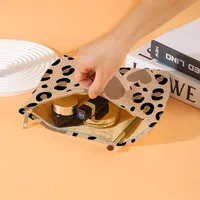 Vintage Style Heart Shape Leopard Corduroy Square Makeup Bags main image 5