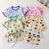 Summer Baby's Short-sleeved Home Clothes Pure Cotton Thin Pajamas Suit Newborn Half-short Top Baby Air-conditioning Clothes Children's Clothing main image 1