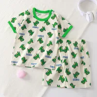 Summer Baby's Short-sleeved Home Clothes Pure Cotton Thin Pajamas Suit Newborn Half-short Top Baby Air-conditioning Clothes Children's Clothing main image 2